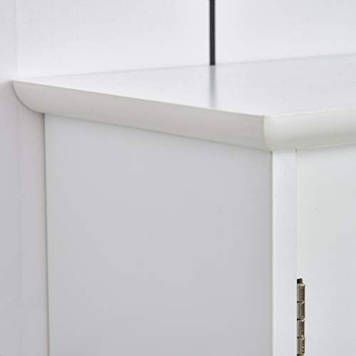 kleankin Armario de Baño con Espejo de Gran Almacenaje Armario Montado en la Pared con Estante Ajustable Interior y Estantes Abiertos 60x18x63 cm Blanco