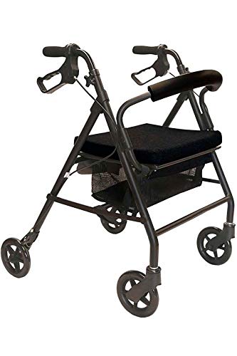 KMINA - Andadores ancianos plegable, Andadores adultos con asiento, Andadores ancianos 4 ruedas, COMFORT Negro Freno Maneta KMINA - Andadores ancianos plegable, Andadores adultos con asiento, Andadores ancianos 4 ruedas, COMFORT Negro Freno Maneta