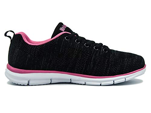 Knixmax-Zapatillas Deportivas para Mujer, Zapatillas de Running Fitness Sneakers Zapatos de Correr Aire Libre Deportes Casual Zapatillas Ligeras para Correr Transpirable, EU39 Negre Rose