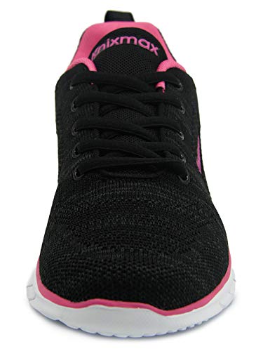 Knixmax-Zapatillas Deportivas para Mujer, Zapatillas de Running Fitness Sneakers Zapatos de Correr Aire Libre Deportes Casual Zapatillas Ligeras para Correr Transpirable, EU39 Negre Rose