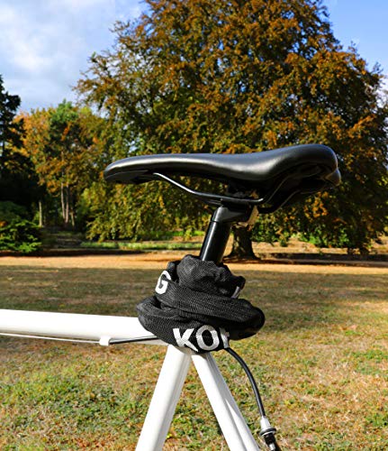 KOHLBURG candado de combinación Muy Largo 115 cm de Largo y 6 mm de Grosor con código numérico - candado de Cadena con combinación numérica - candado de Bicicleta Seguro