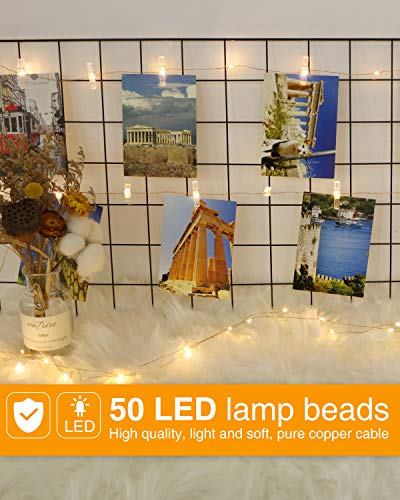 Kolpop Colgar Fotos de Luces, 5m 50 Led Clip Cadena de Luces LED 30 Pinzas Para Fotos Fotoclips Guirnalda de Luces Pinzas con Luz para Colgar Fotos Por decoración, Habitaciones, Bodas,Cumpleaños