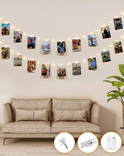 Kolpop Colgar Fotos de Luces, 5m 50 Led Clip Cadena de Luces LED 30 Pinzas Para Fotos Fotoclips Guirnalda de Luces Pinzas con Luz para Colgar Fotos Por decoración, Habitaciones, Bodas,Cumpleaños