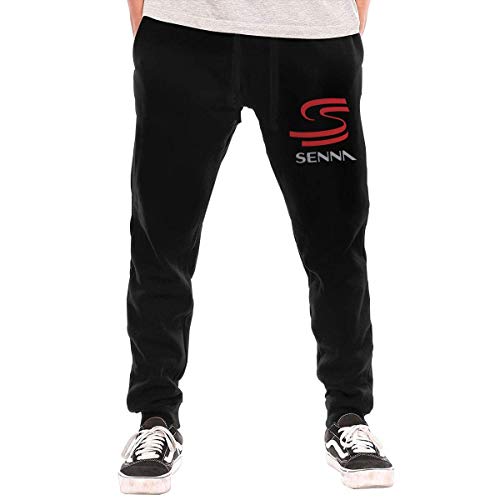 KOMOBB Pantalones de chándal para Hombre Ayrton Senna Logo Athletic Jogger Pantalones Largos Negro