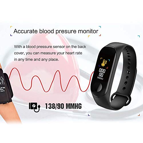 Konesky Fitness Tracker Monitor de Ritmo cardíaco Pulsera de presión Arterial Actividad Reloj Podómetro Contador de calorías Pulsera para Android iOS Smartphone (Negro)