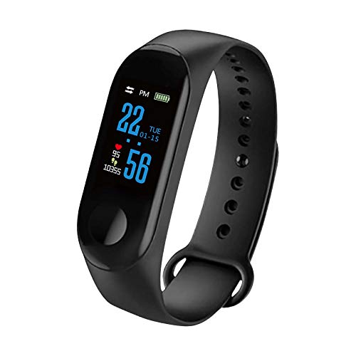 Konesky Fitness Tracker Monitor de Ritmo cardíaco Pulsera de presión Arterial Actividad Reloj Podómetro Contador de calorías Pulsera para Android iOS Smartphone (Negro)