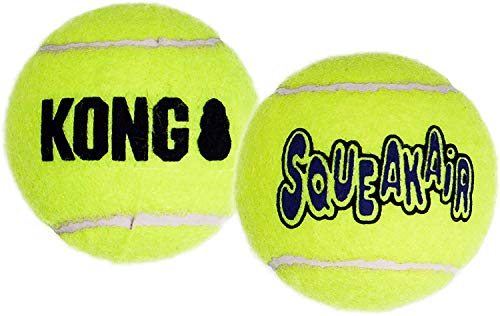 KONG - Squeakair Ball - Pelotas de Tenis sonoras Que respetan Sus Dientes - para Perros de Raza Grande