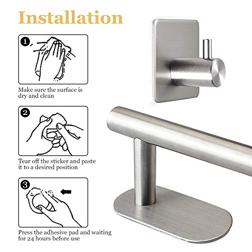 KONKY Toallero Baño Fuerte Adhesivo 40cm/15.75 Pulgadas, Toallero Barra Acero Inoxidable Sin Taladrar, Acabado Pulido Toalla Soporte Toalleros de aro para Baño con 2 Ganchos Adhesivos Perchas KONKY Toallero Baño Fuerte Adhesivo 40cm/15.75 Pulgadas, Toallero Barra Acero Inoxidable Sin Taladrar, Acabado Pulido Toalla Soporte Toalleros de aro para Baño con 2 Ganchos Adhesivos Perchas