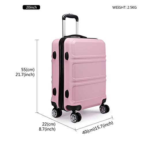 Kono Juego Set 3 Maletas Trolley Rígida ABS Equipajes de Viaje (55cm,66cm,74cm)-Rosa