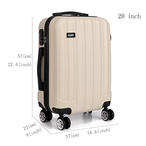 Kono Set de 3 Piezas Maletas de ABS con Esculpido en Forma Vertical,4 Ruedas (Set de 3,Beige) Kono Set de 3 Piezas Maletas de ABS con Esculpido en Forma Vertical,4 Ruedas (Set de 3,Beige)