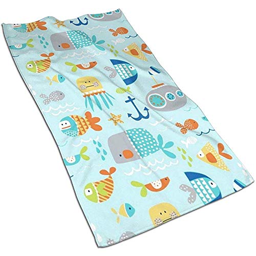 KOOOLPUN Cute Marine Life - Toalla de Microfibra para el Cabello, paños de Cocina y paños de Cocina, Toalla de Secado rápido Deportiva Personalizada Impresa KOOOLPUN Cute Marine Life - Toalla de Microfibra para el Cabello, paños de Cocina y paños de Cocina, Toalla de Secado rápido Deportiva Personalizada Impresa