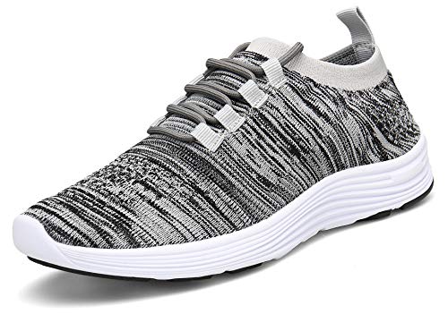 KOUDYEN Zapatillas Deporte Hombres Mujer Gimnasio Running Zapatos para Correr Transpirables Sneakers (EU41, B Gris)