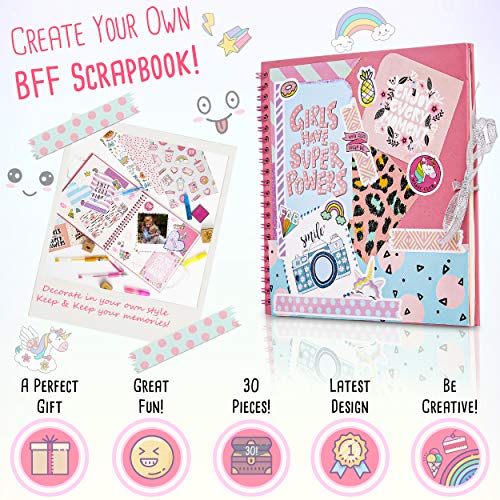 KreativeKraft Kit de Manualidades para Niños Scrapbooking, Incluye Pegatinas de Unicornio Album Fotos Scrapbook Boligrafos de Gel Purpurina, Regalos Originales para Niños Niñas 8+