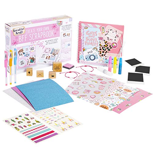 KreativeKraft Kit de Manualidades para Niños Scrapbooking, Incluye Pegatinas de Unicornio Album Fotos Scrapbook Boligrafos de Gel Purpurina, Regalos Originales para Niños Niñas 8+