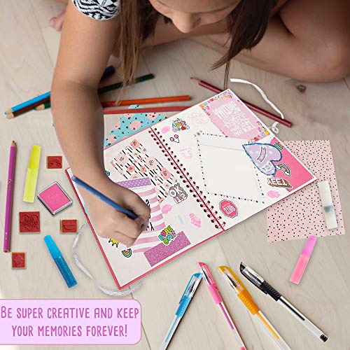 KreativeKraft Kit de Manualidades para Niños Scrapbooking, Incluye Pegatinas de Unicornio Album Fotos Scrapbook Boligrafos de Gel Purpurina, Regalos Originales para Niños Niñas 8+