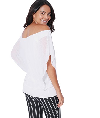 KRISP 6093-WHT-XLXXL, Blusa Mujer Ancha Barata Elegante Fiesta, Blanco (6093), XL/XXL (48)