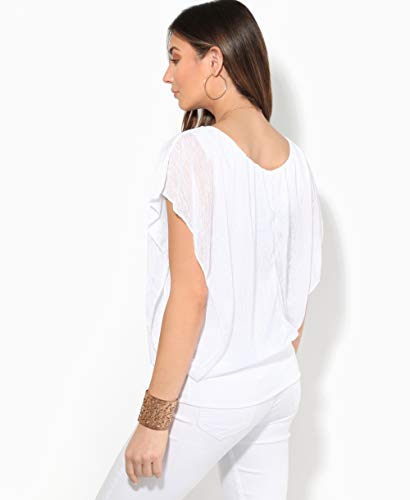 KRISP 6093-WHT-XLXXL, Blusa Mujer Ancha Barata Elegante Fiesta, Blanco (6093), XL/XXL (48)