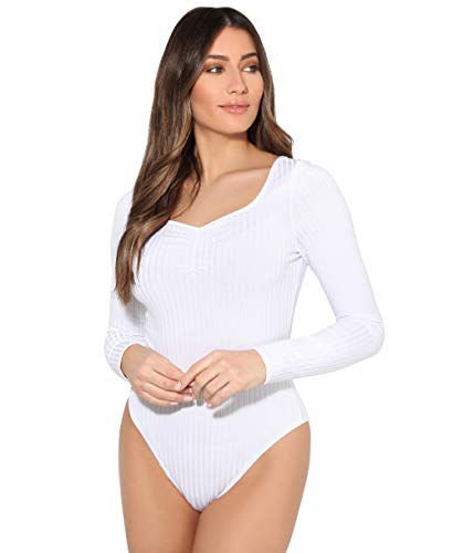 KRISP Body Mujer Básico Escote Barato Top Camiseta Ajustado Elástico Manga Larga