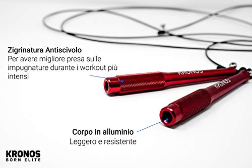 Kronos cuerda para saltar de alta velocidad - Comba de crossfit para salto doble y cable extra - 3mt Kronos cuerda para saltar de alta velocidad - Comba de crossfit para salto doble y cable extra - 3mt