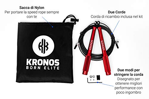 Kronos cuerda para saltar de alta velocidad - Comba de crossfit para salto doble y cable extra - 3mt Kronos cuerda para saltar de alta velocidad - Comba de crossfit para salto doble y cable extra - 3mt