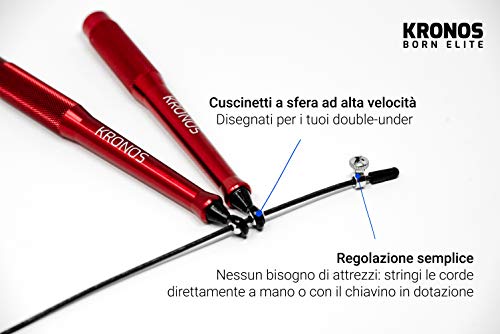 Kronos cuerda para saltar de alta velocidad - Comba de crossfit para salto doble y cable extra - 3mt Kronos cuerda para saltar de alta velocidad - Comba de crossfit para salto doble y cable extra - 3mt