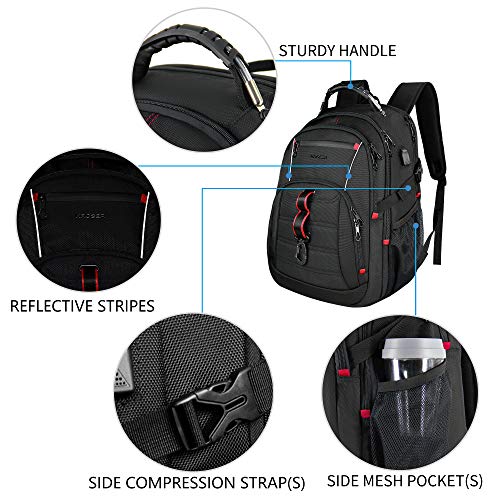 KROSER Mochila para Portátil de Viaje 17" Grande Mochila para Computadora Elegante Mochila Universitaria con Bolsillos RFID Hidrófugo para Escuela/ Negocios/ Hombres/Mujeres Laptop Backpack