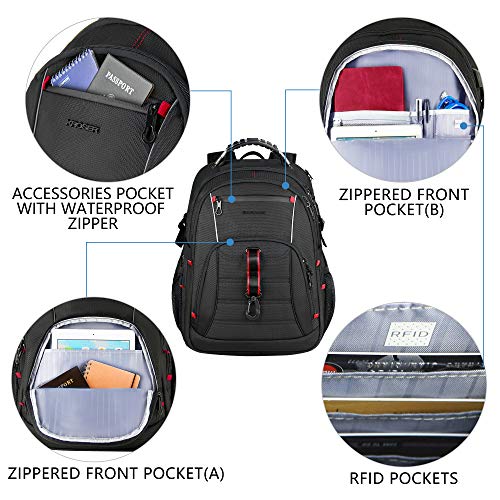 KROSER Mochila para Portátil de Viaje 17" Grande Mochila para Computadora Elegante Mochila Universitaria con Bolsillos RFID Hidrófugo para Escuela/ Negocios/ Hombres/Mujeres Laptop Backpack