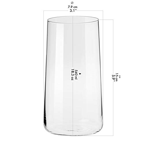 Krosno Grande Vasos de Agua Highball | Set 12 Piezas | 540 ML | Avant-Garde Collection Uso en Casa, Restaurante y en Fiestas | Apto para Microondas y Lavavajillas