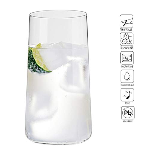 Krosno Grande Vasos de Agua Highball | Set 12 Piezas | 540 ML | Avant-Garde Collection Uso en Casa, Restaurante y en Fiestas | Apto para Microondas y Lavavajillas