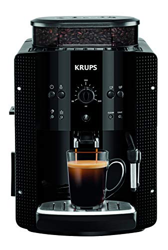 Krups EA8108 Roma - Cafetera Superautomática, 15 bares, molinillo de café cónico de metal, con selección de cantidad e intensidad de café, boquilla de vapor, 2 boquillas, incluye kit limpieza