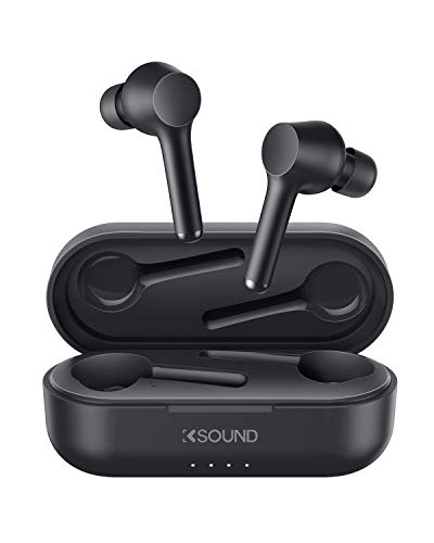 KSOUND Auriculares Bluetooth 5.0, Auriculares Inalámbricos 8 Horas de Reproducción, Control Táctil con Bajos Profundos, Micrófonos Integrados