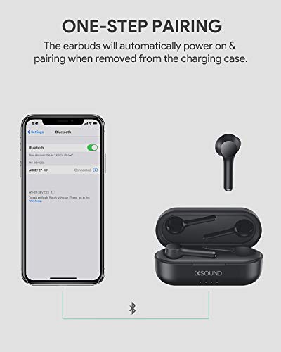 KSOUND Auriculares Bluetooth 5.0, Auriculares Inalámbricos 8 Horas de Reproducción, Control Táctil con Bajos Profundos, Micrófonos Integrados