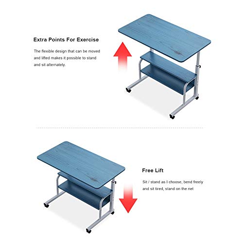 KTDZ Mesa de Ordenador, Escritorio Mesa De Oficina Mesa De Trabajo Escritorio De Computadora De Madera para Trabajar En Casa U Oficina, con EstacióN De Trabajo De 4 A con Ruedas