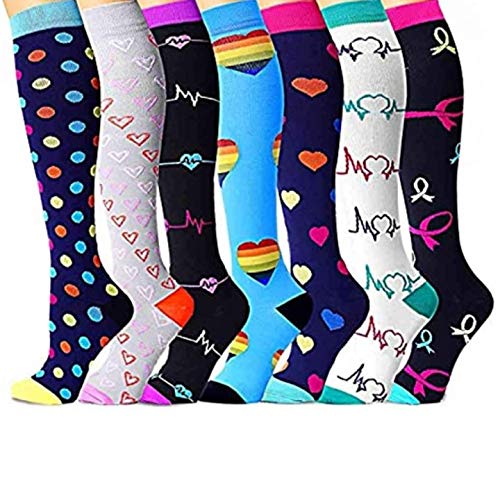 KUGIN Calcetines de compresión (7 Pares), 15-20 mmHg es Mejor Graduado atlético/médico Hombres Mujeres, Correr, Vuelo, Viajes KUGIN Calcetines de compresión (7 Pares), 15-20 mmHg es Mejor Graduado atlético/médico Hombres Mujeres, Correr, Vuelo, Viajes