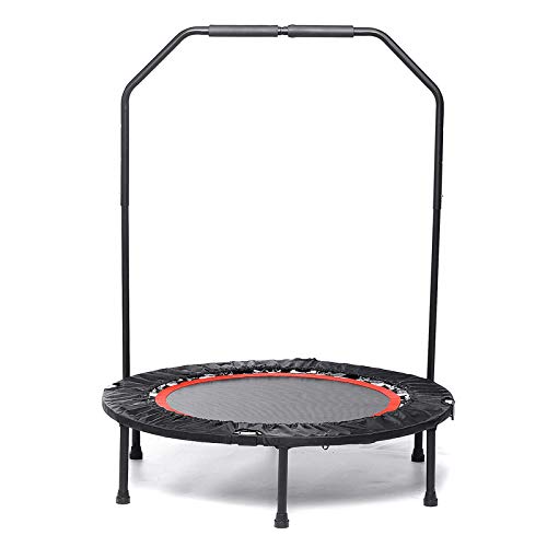 Kuingbhn Trampolín Interior Mini Trampolín Reboteador Carga Máxima 220 Libras Trampolín De Ejercicio con Pasamanos Ajustable para Interior/Jardín/Entrenamiento Cardiovascular Jardín