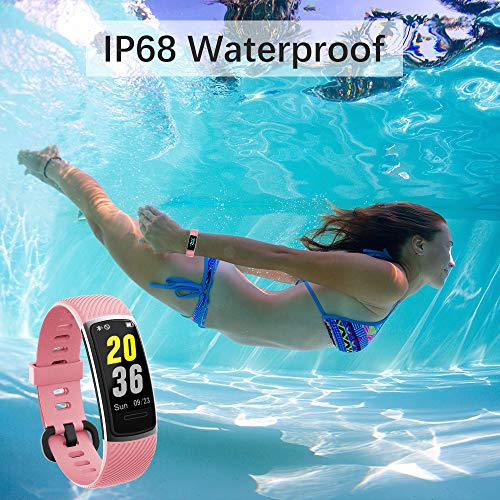 KUNGIX Pulsera Actividad Inteligente, Impermeable IP68 Pulsera Inteligente 0,96 Pulgadas Pantalla Color, Monitor Ritmo Cardíaco y Sueño 14 Modos de Deporte Mujer Hombre Niño Smartwatch Android y iOS