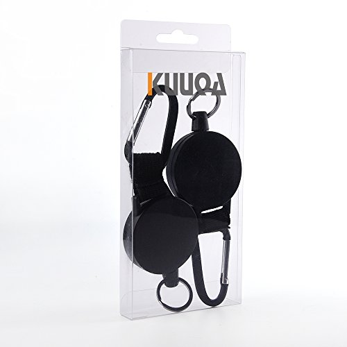 Kuuqa 2 piezas Heavy Duty retráctil Key Chain Llave Reel con 39 pulgadas de alambre de acero cuerda