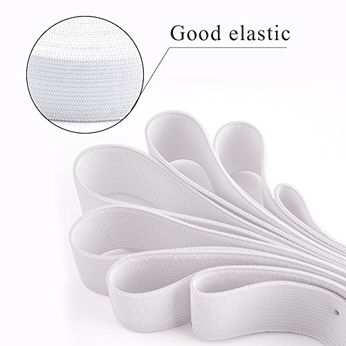 Kuuqa 6 Metros / 6.56 Yardas Elástico Ancho Cinta Largas Bandas Elásticas Planas Cordón Elástico Carrete de Costura Bandas Accesorios de Artesanía de Coser DIY, 25 mm de Ancho (Blanco)