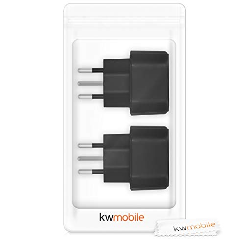 kwmobile 2 Adaptadores de Viaje Suiza Tipo J - 2X Adaptador Enchufe schuko - Conector para El Salvador Etiopía - Conectores de enchufes en Negro