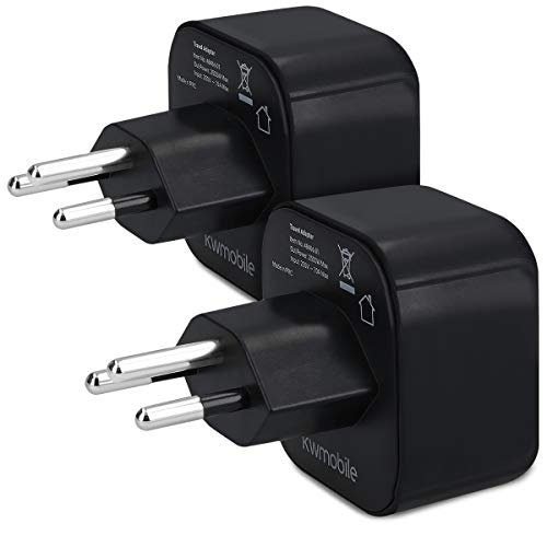 kwmobile 2 Adaptadores de Viaje Suiza Tipo J - 2X Adaptador Enchufe schuko - Conector para El Salvador Etiopía - Conectores de enchufes en Negro kwmobile 2 Adaptadores de Viaje Suiza Tipo J - 2X Adaptador Enchufe schuko - Conector para El Salvador Etiopía - Conectores de enchufes en Negro