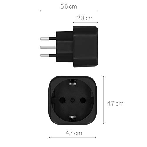 kwmobile 2 Adaptadores de Viaje Suiza Tipo J - 2X Adaptador Enchufe schuko - Conector para El Salvador Etiopía - Conectores de enchufes en Negro