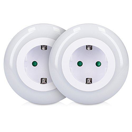 kwmobile 2x Luz nocturna LED con enchufe integrado - Set de 2 luces para habitación de niño con sensor crepuscular - Lámparas con cambio de color kwmobile 2x Luz nocturna LED con enchufe integrado - Set de 2 luces para habitación de niño con sensor crepuscular - Lámparas con cambio de color