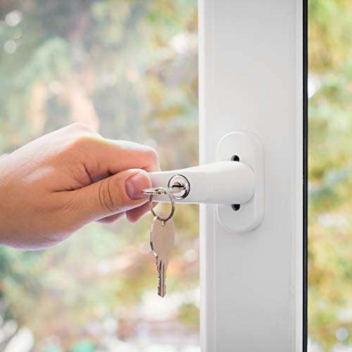 kwmobile 4 pomo de puerta con llave - Manilla de puerta con cerrojo - Manija de seguridad para ventana corredera - Pasador 35MM RAL 9016 color blanco kwmobile 4 pomo de puerta con llave - Manilla de puerta con cerrojo - Manija de seguridad para ventana corredera - Pasador 35MM RAL 9016 color blanco