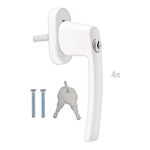 kwmobile 4 pomo de puerta con llave - Manilla de puerta con cerrojo - Manija de seguridad para ventana corredera - Pasador 35MM RAL 9016 color blanco kwmobile 4 pomo de puerta con llave - Manilla de puerta con cerrojo - Manija de seguridad para ventana corredera - Pasador 35MM RAL 9016 color blanco