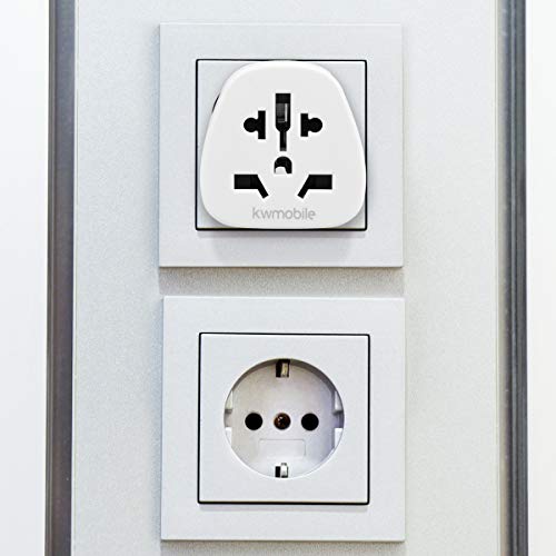 kwmobile Enchufe Adaptador UK-EU - 2 Adaptadores de Viaje con Entrada del Reino Unido a Enchufe Europeo - Set de adaptadores para Viajes en Blanco kwmobile Enchufe Adaptador UK-EU - 2 Adaptadores de Viaje con Entrada del Reino Unido a Enchufe Europeo - Set de adaptadores para Viajes en Blanco