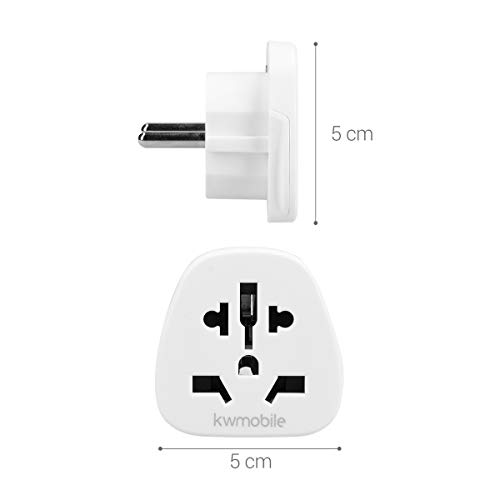 kwmobile Enchufe Adaptador UK-EU - 2 Adaptadores de Viaje con Entrada del Reino Unido a Enchufe Europeo - Set de adaptadores para Viajes en Blanco kwmobile Enchufe Adaptador UK-EU - 2 Adaptadores de Viaje con Entrada del Reino Unido a Enchufe Europeo - Set de adaptadores para Viajes en Blanco