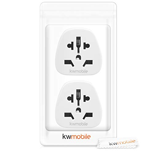 kwmobile Enchufe Adaptador UK-EU - 2 Adaptadores de Viaje con Entrada del Reino Unido a Enchufe Europeo - Set de adaptadores para Viajes en Blanco kwmobile Enchufe Adaptador UK-EU - 2 Adaptadores de Viaje con Entrada del Reino Unido a Enchufe Europeo - Set de adaptadores para Viajes en Blanco