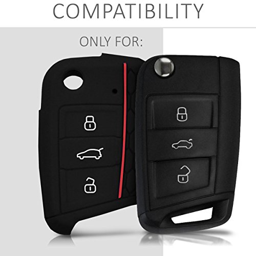 kwmobile Funda Compatible con VW Golf 7 MK7 Llave de Coche de 3 Botones - Carcasa Protectora Suave de Silicona - Don't Touch my Key