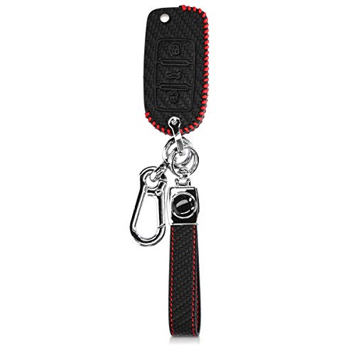 kwmobile Funda Compatible con VW Skoda Seat Llave de Coche de 3 Botones - Cubierta de Cuero sintético - Case para Mando y Control de Auto Carbono kwmobile Funda Compatible con VW Skoda Seat Llave de Coche de 3 Botones - Cubierta de Cuero sintético - Case para Mando y Control de Auto Carbono