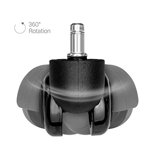 kwmobile Navaris Ruedas para Silla de Oficina de 10MM - Set de 5 Ruedas de 50MM de diámetro - Ruedas de Repuesto giratorias de Goma Anti rayaduras - Negro kwmobile Navaris Ruedas para Silla de Oficina de 10MM - Set de 5 Ruedas de 50MM de diámetro - Ruedas de Repuesto giratorias de Goma Anti rayaduras - Negro
